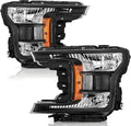 Pair of black halogen headlight housings with clear lenses, right and left