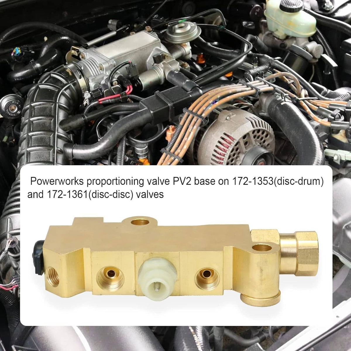 PV2 brass proportioning valve with integrated fittings and white vacuum plunger