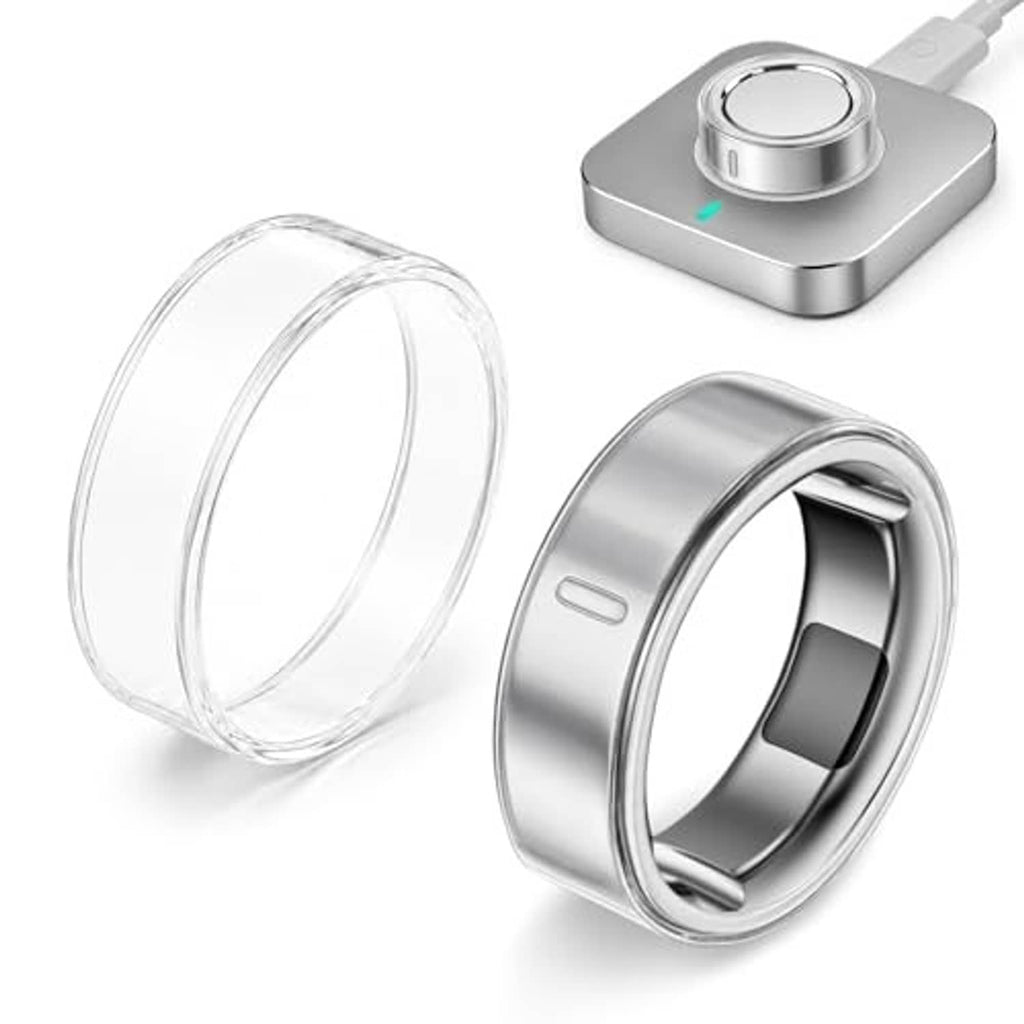Clear TPU ring covers, 2-pack, size 8—transparent sleeves with an open ring base