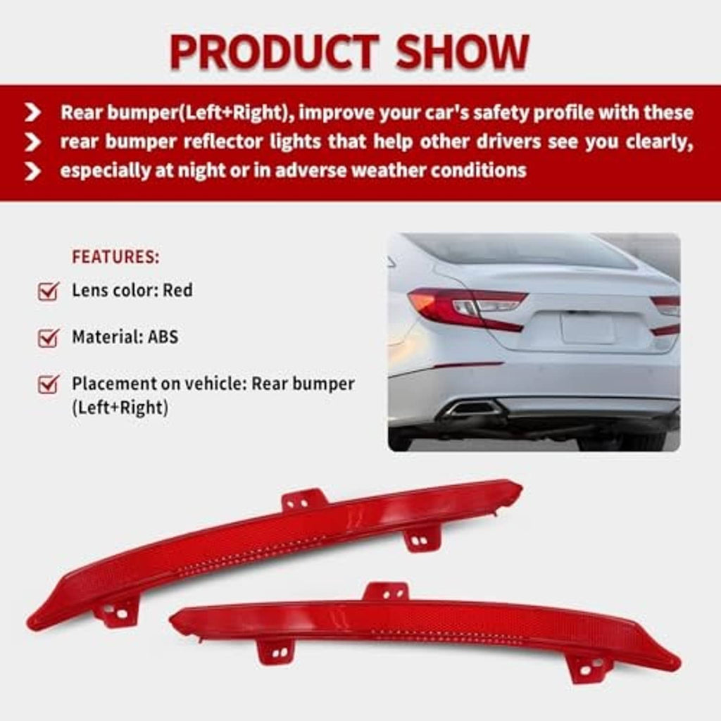 Red rear bumper reflector light pair for left and right bumper mounting