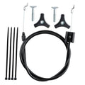 Lawn mower throttle control cable kit with black cable, knobs, bolts, and end clips
