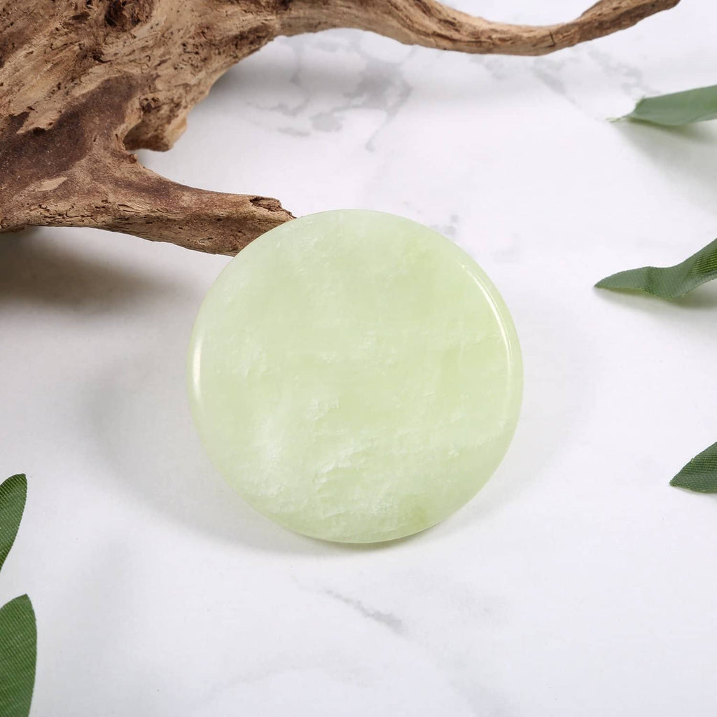 Single round light green jade stone for eyelash glue, polished surface