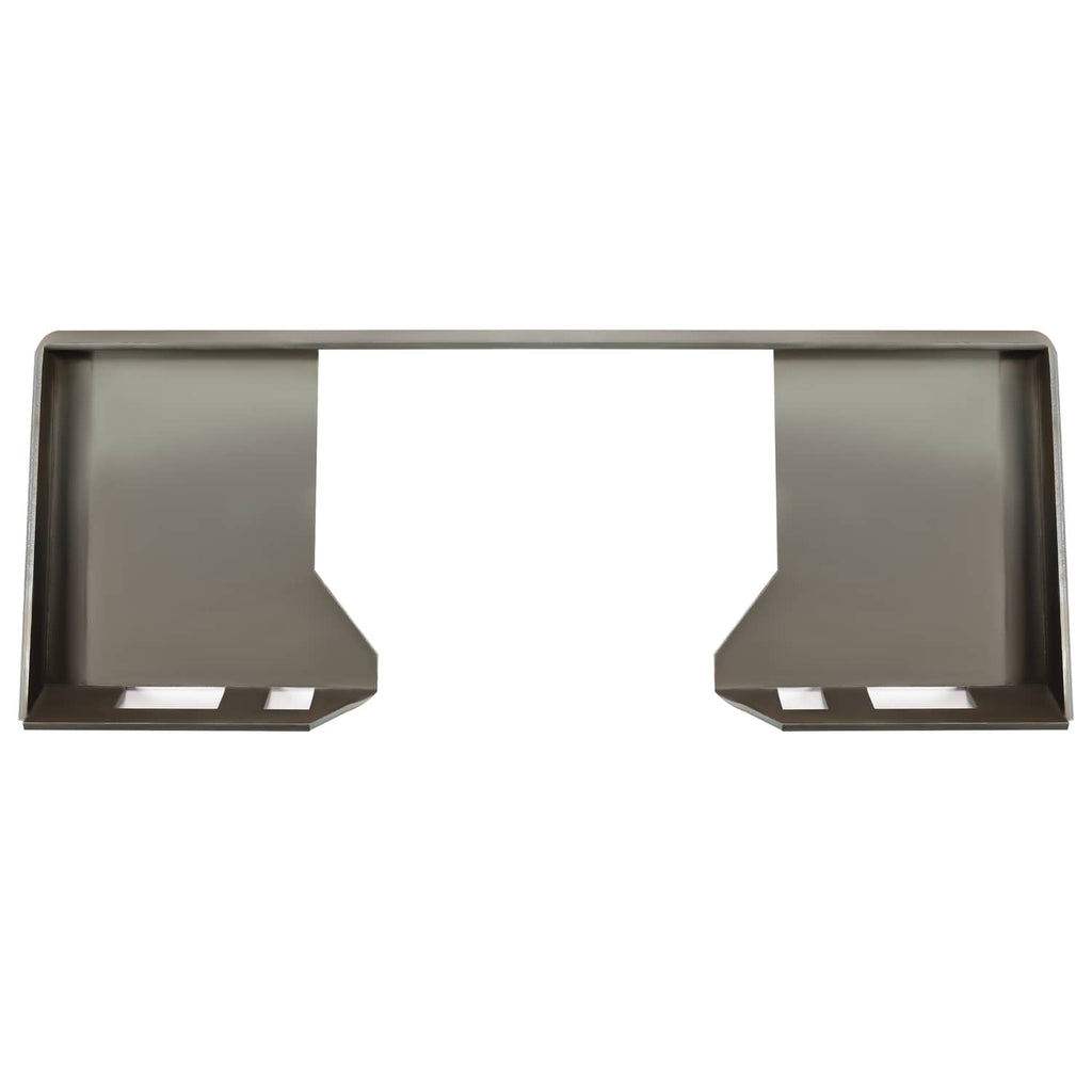 Steel hollow skid steer mount plate adapter, gray with U-shaped cutouts