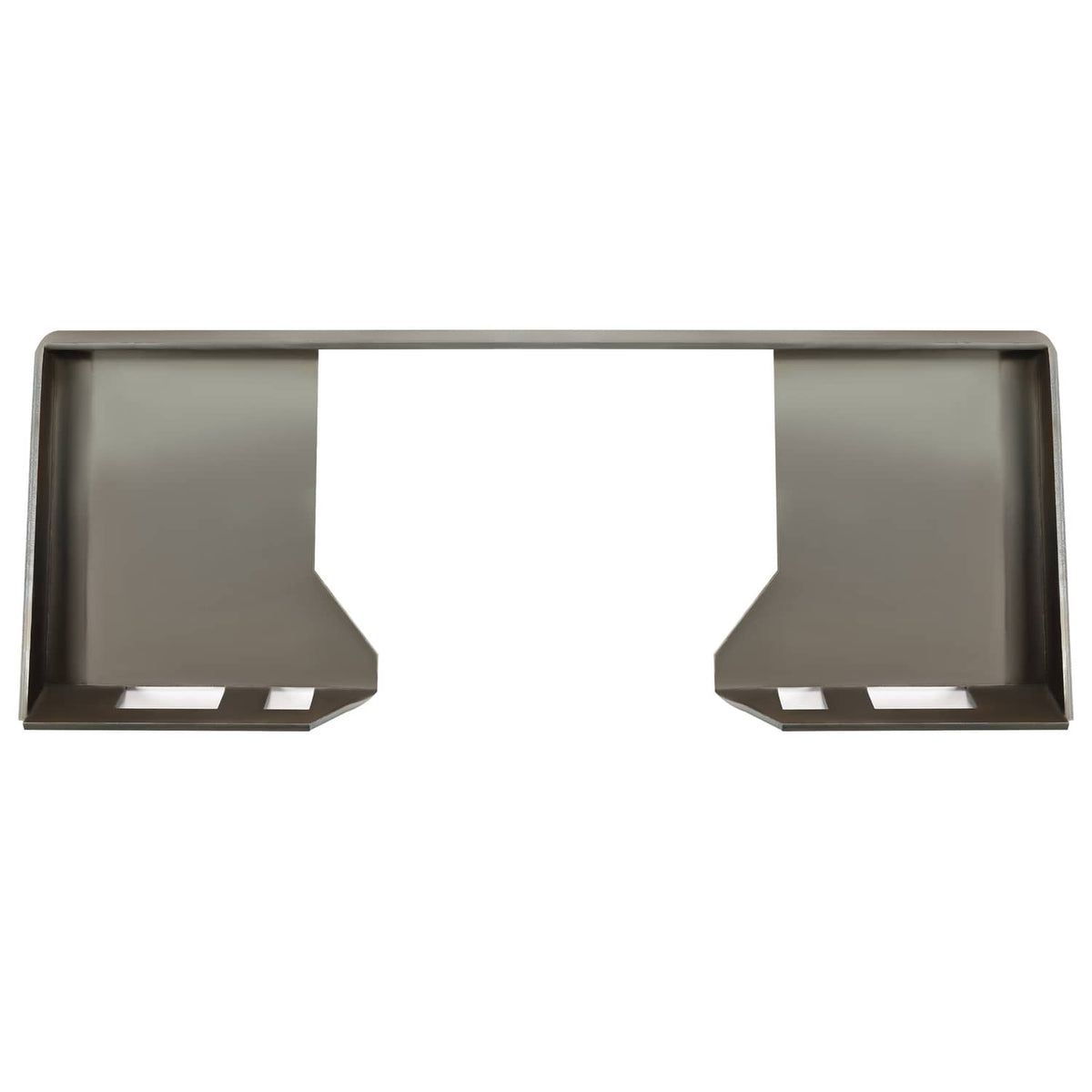 Steel hollow skid steer mount plate adapter, gray with U-shaped cutouts