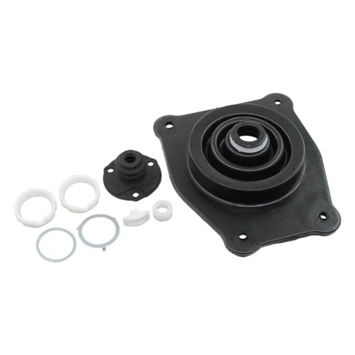 Black rubber shift boot insulator bushing kit with base plate and seal rings