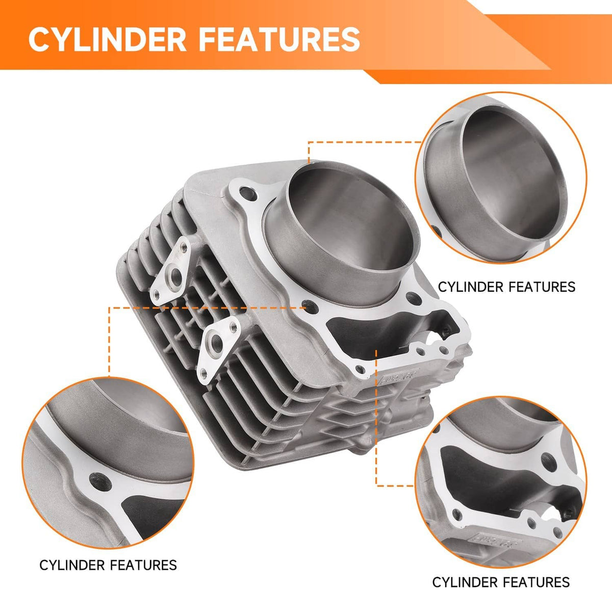 Cylinder features close-up with machined bore and mounting surfaces