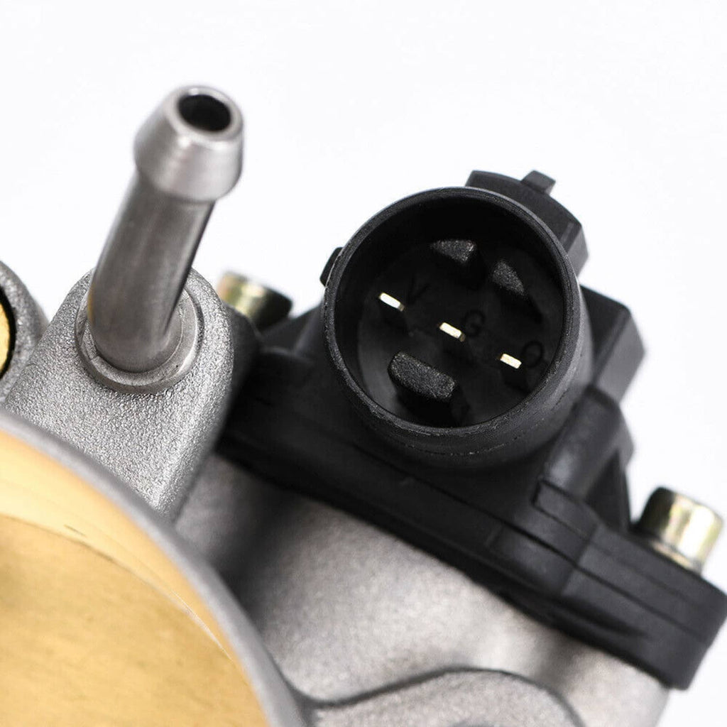 Throttle body connector close-up with black sensor plug and metal sensor housing