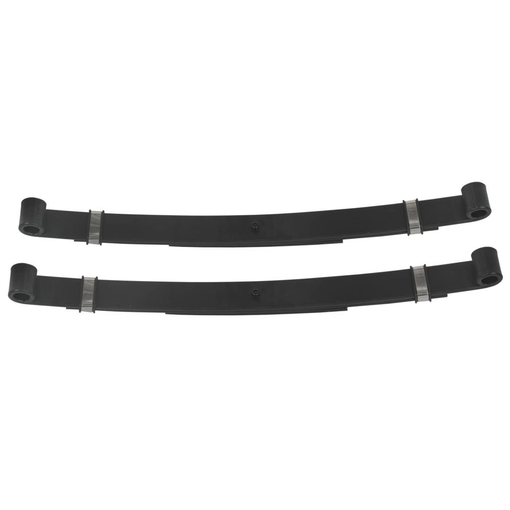 Black rear leaf springs, curved leaf bars with metal clamp straps and end bushings (2)