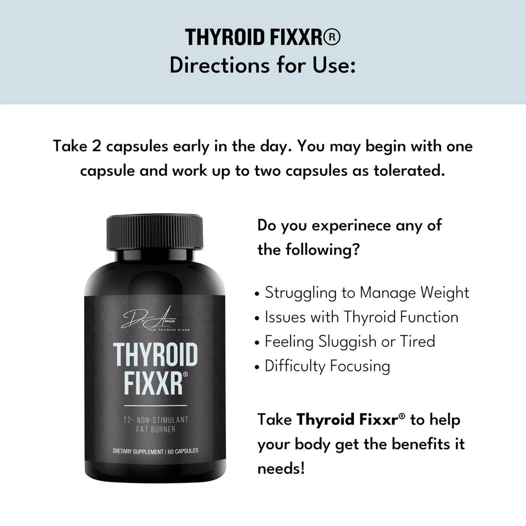 Fixxr Thyroid Fixxr supplement bottle with directions for use layout