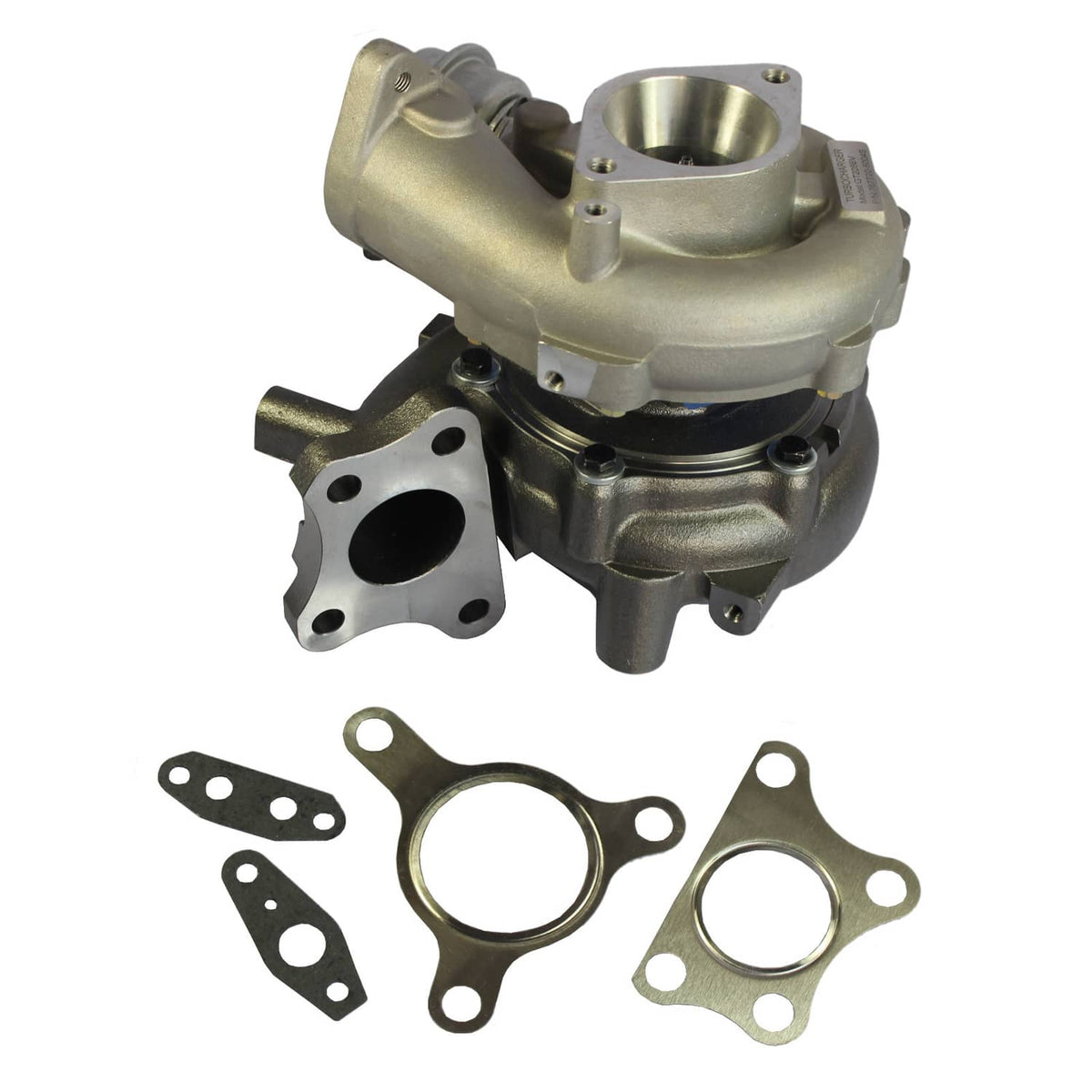 Turbocharger with metal housing and gasket set laid out