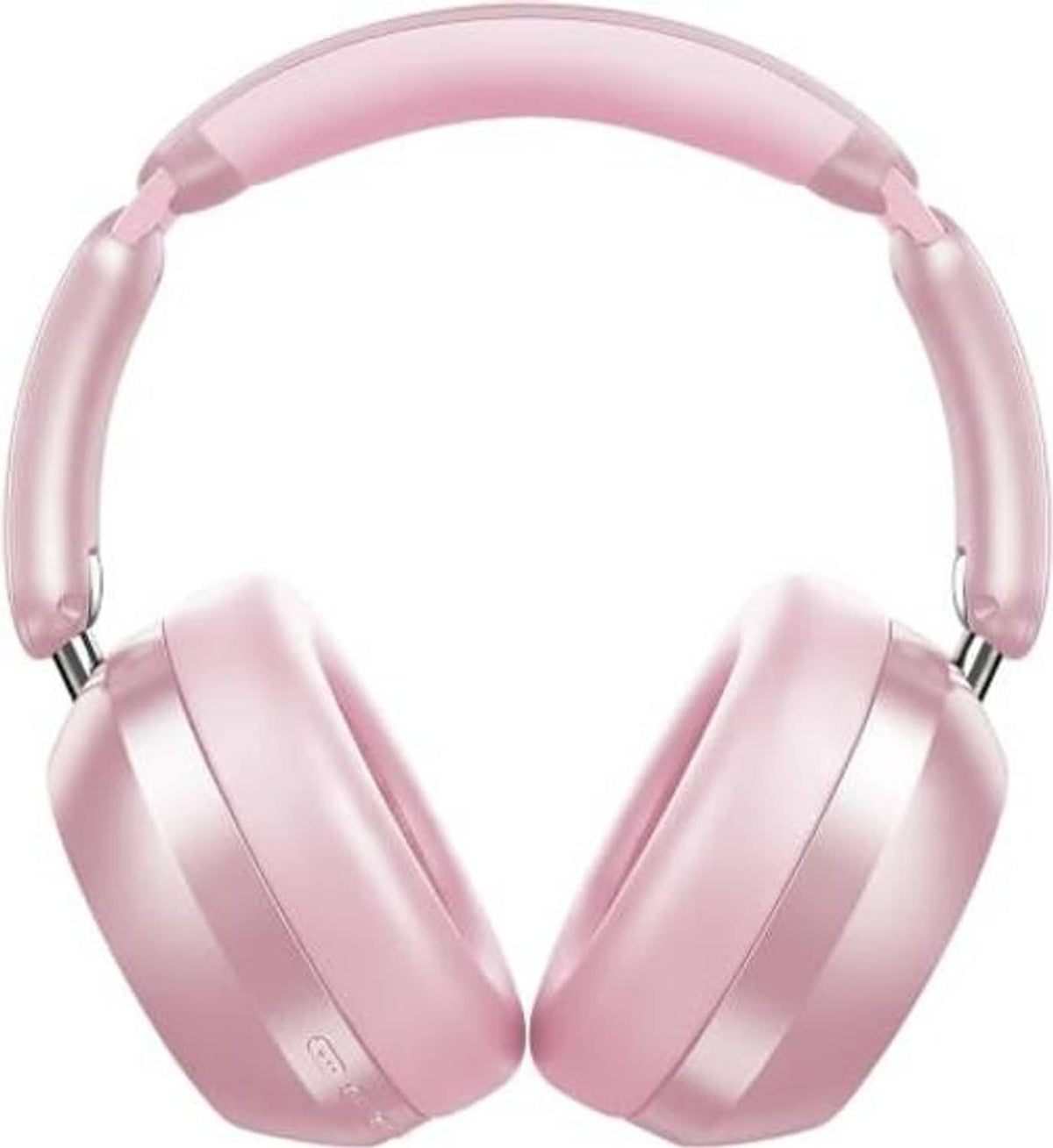 Pink wireless over-ear headphones front view with cushioned ear pads