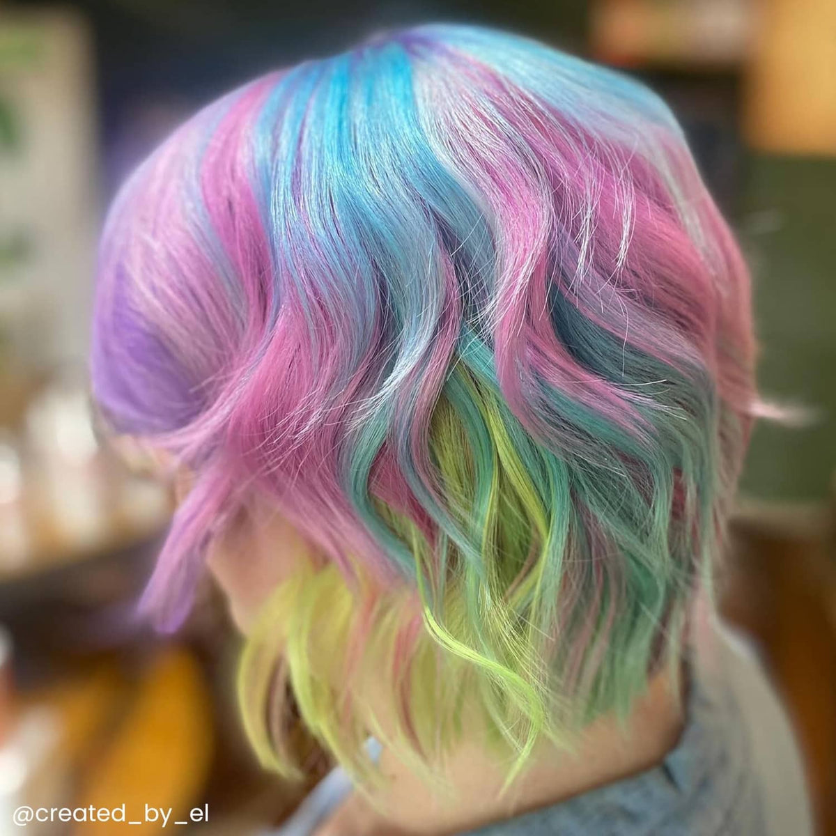 Diluter usage on hair: pastel rainbow hair with blue, pink, purple, and green tones