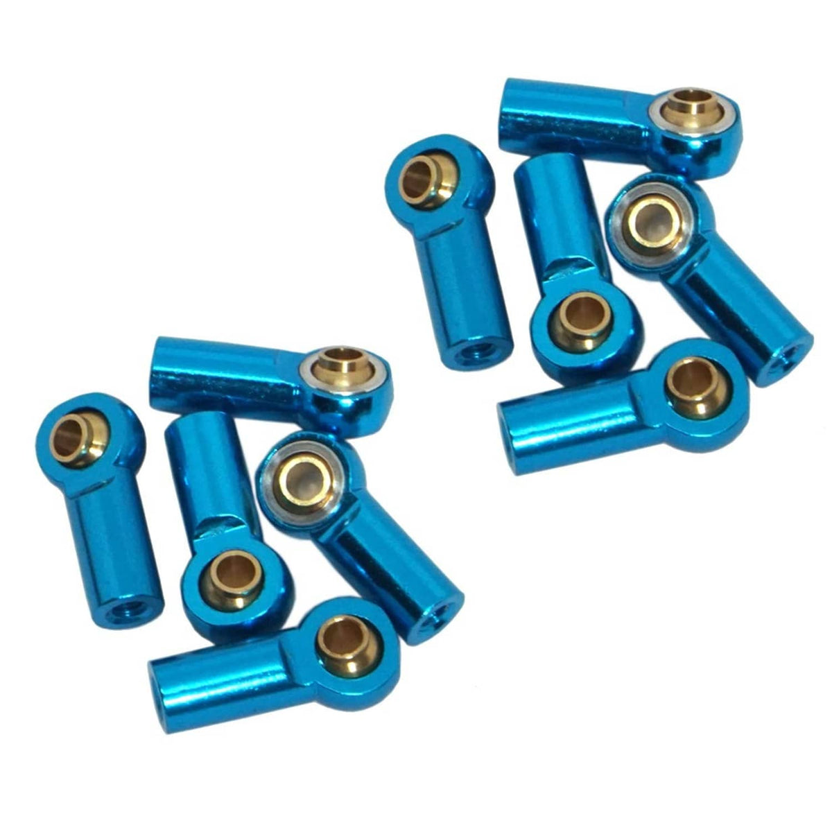 Blue aluminum M3 tie rod end ball joint links, 10-pack, ball joint head hardware