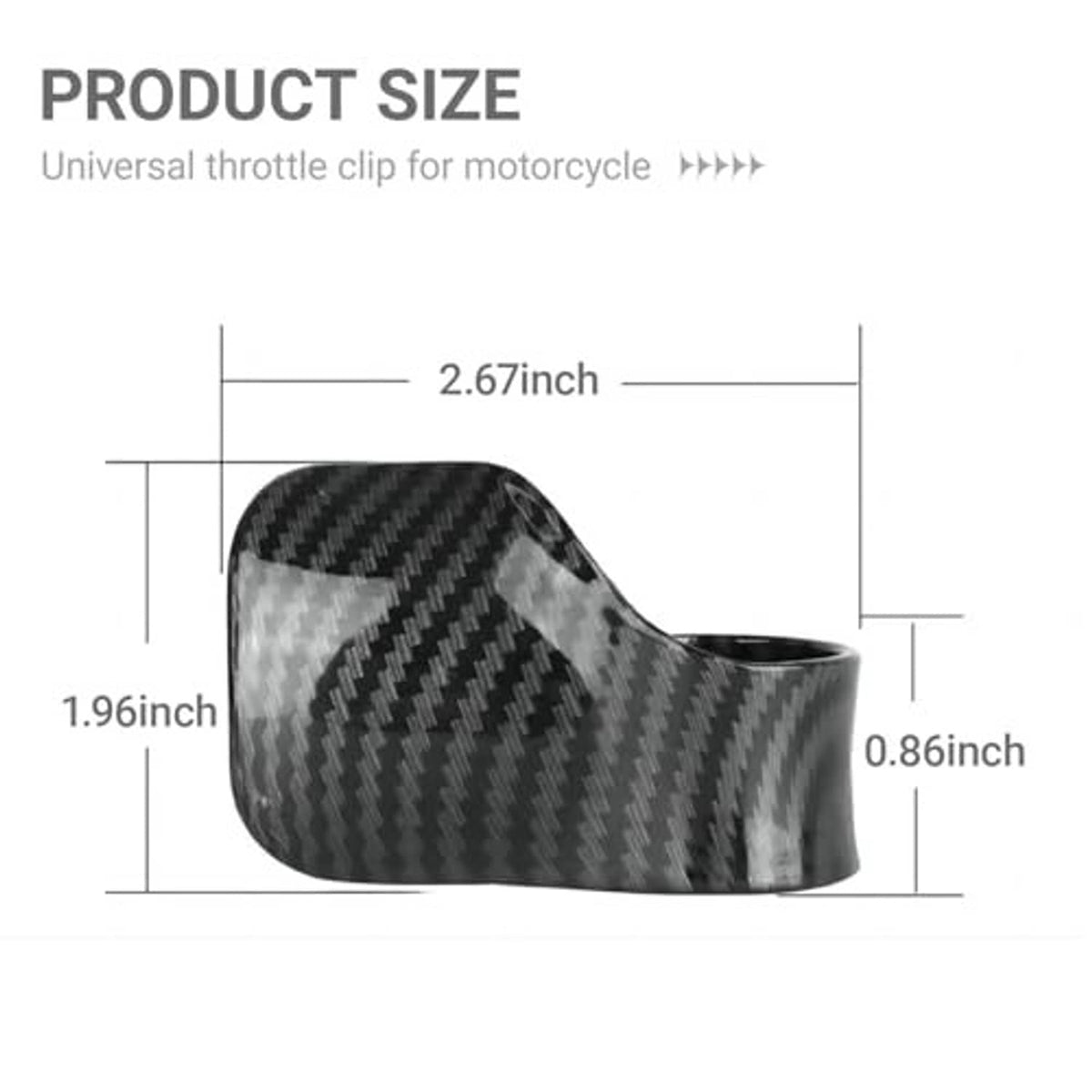 Universal carbon fiber throttle clip sleeve, open-end design; dimensions shown