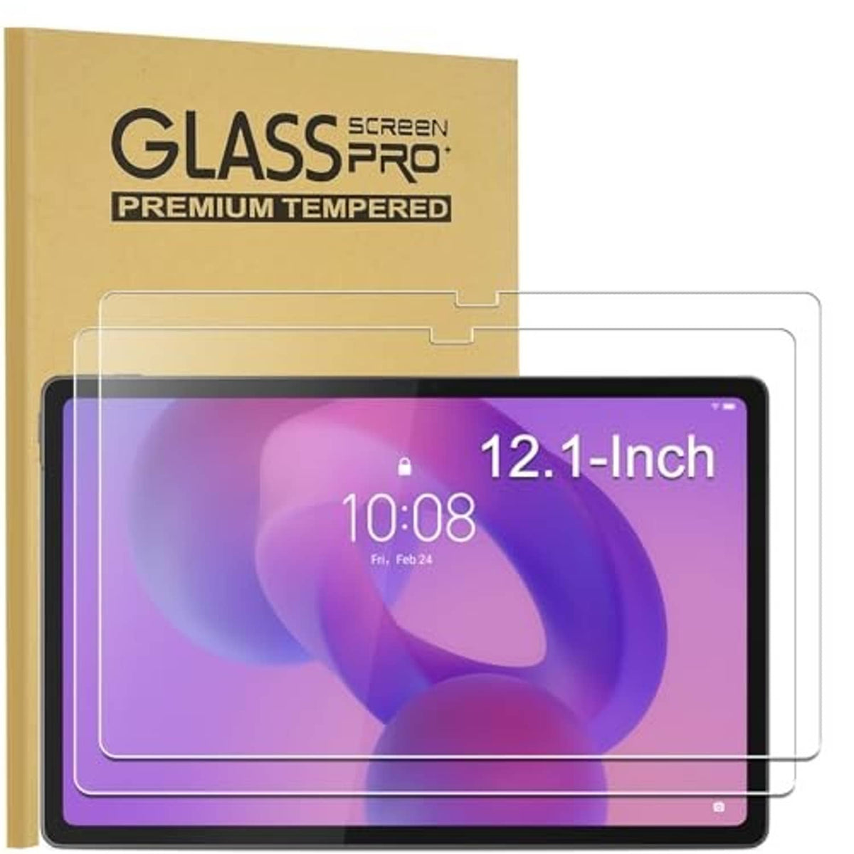 Tempered glass screen protectors (2-pack) set with clear 12.1-inch panel alignment tabs