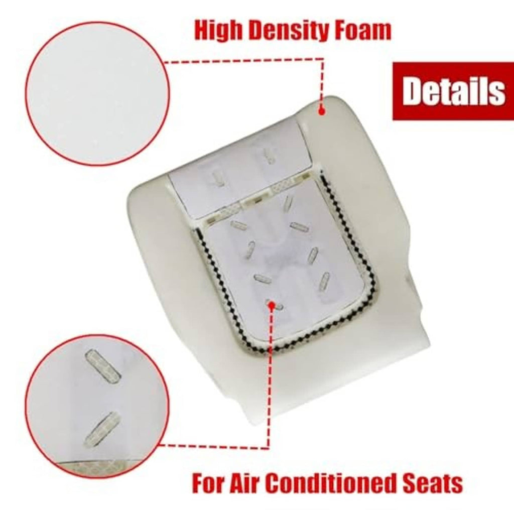 Light beige high-density seat foam cushion insert with stitched edges and center panel