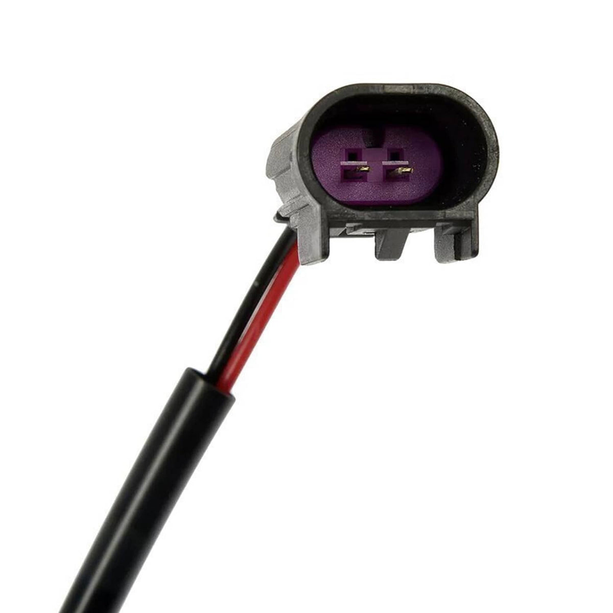 Electrical connector plug with purple insert and red/black wires
