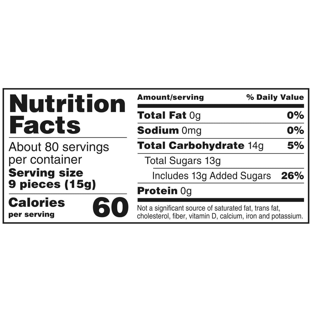 Nutrition Facts panel showing 60 calories per serving and serving size details