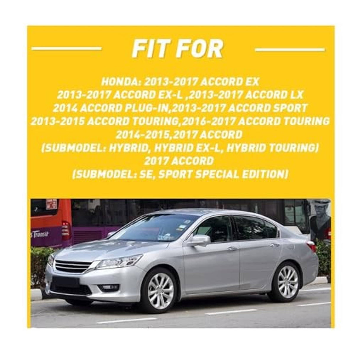Fitment banner showing a silver Honda Accord for front bumper bracket compatibility