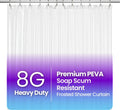 Heavy-duty frosted PEVA shower curtain with metal grommet top
