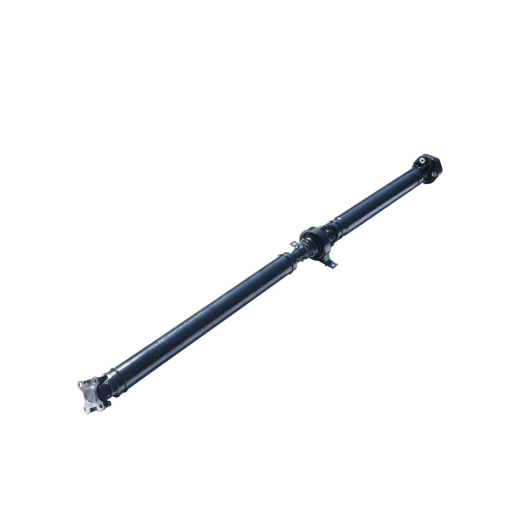 Rear drive shaft with dual end yokes and U-joint, dark blue steel