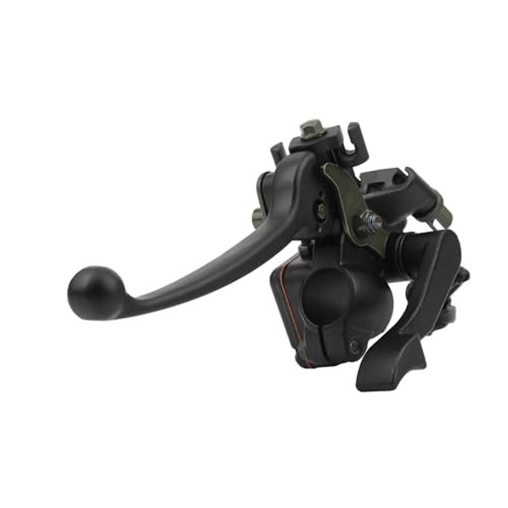 Black thumb throttle control with left lever, clamp housing, and wiring
