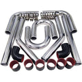 Polished intercooler pipe kit with chrome pipes and red-black silicone couplers