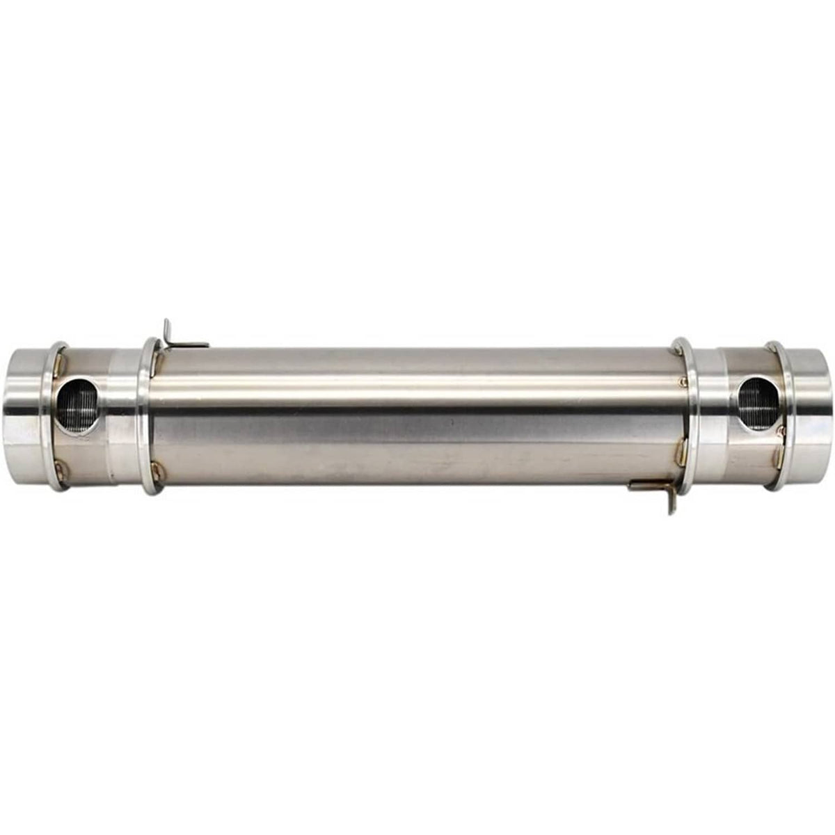 Stainless oil cooler tube with mounting clamps and two end flanges