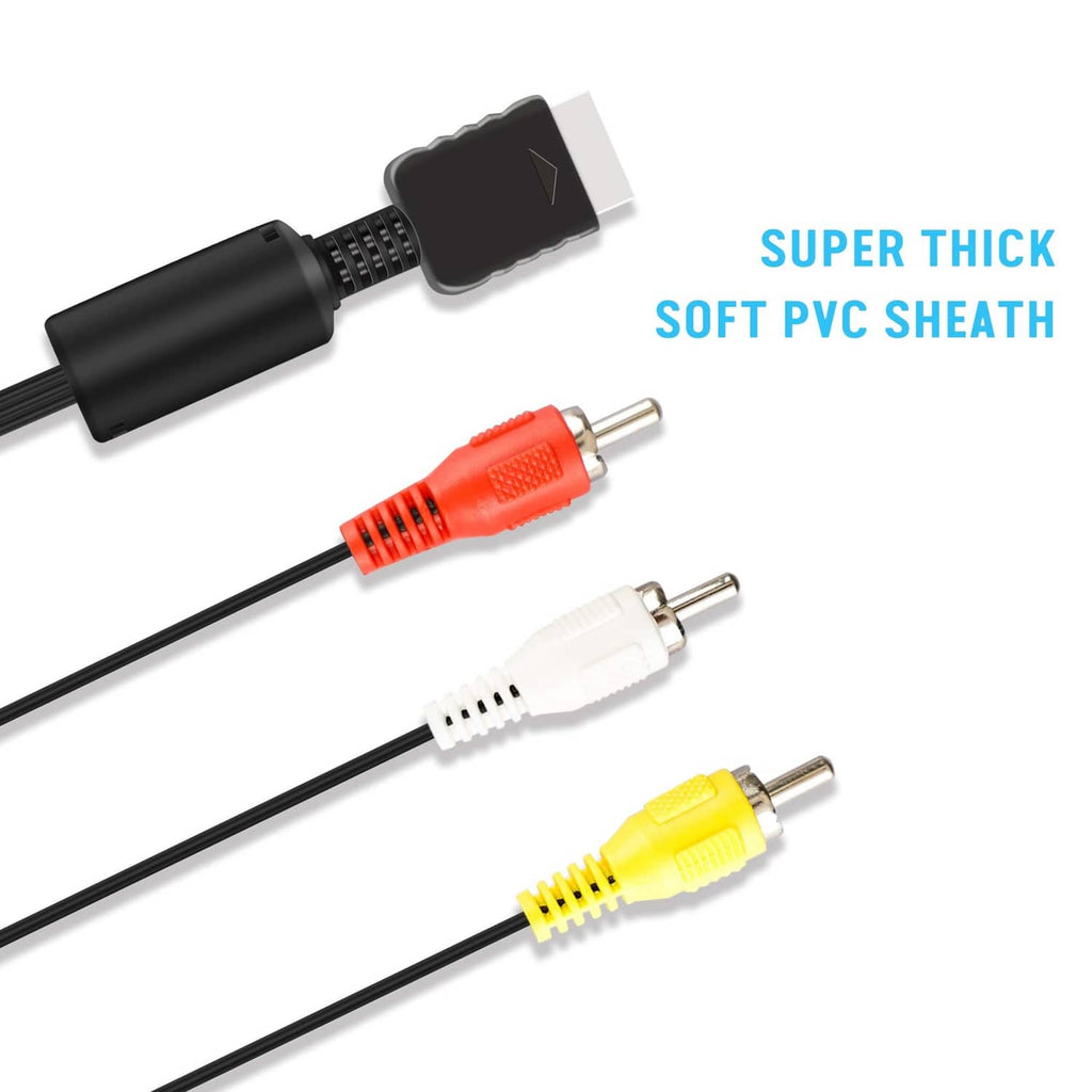 Composite AV cable with thick soft PVC sheath and red, white, yellow RCA connectors