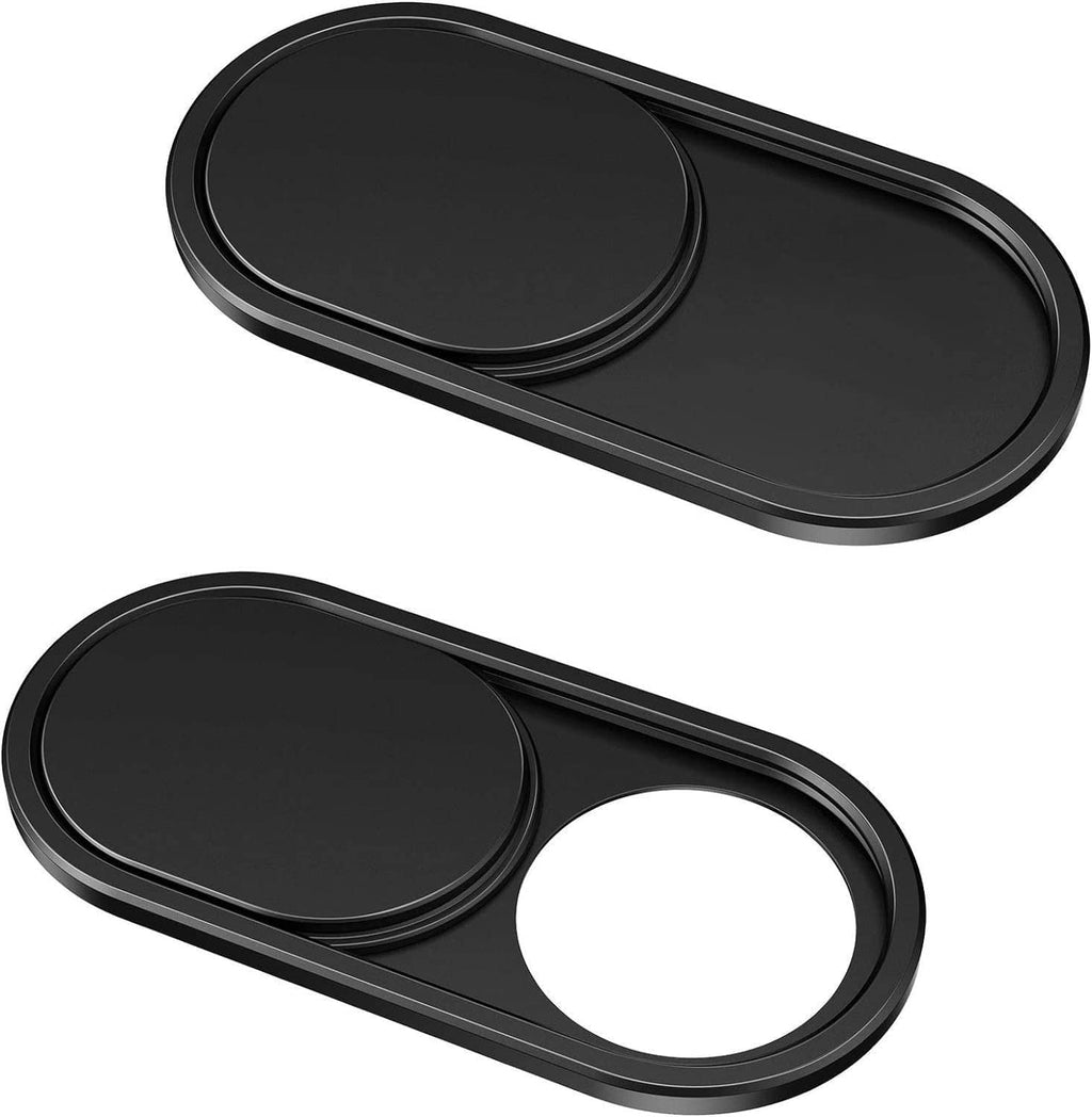 Black ultra-thin webcam slide cover set, oval shutter pieces with lens cutout