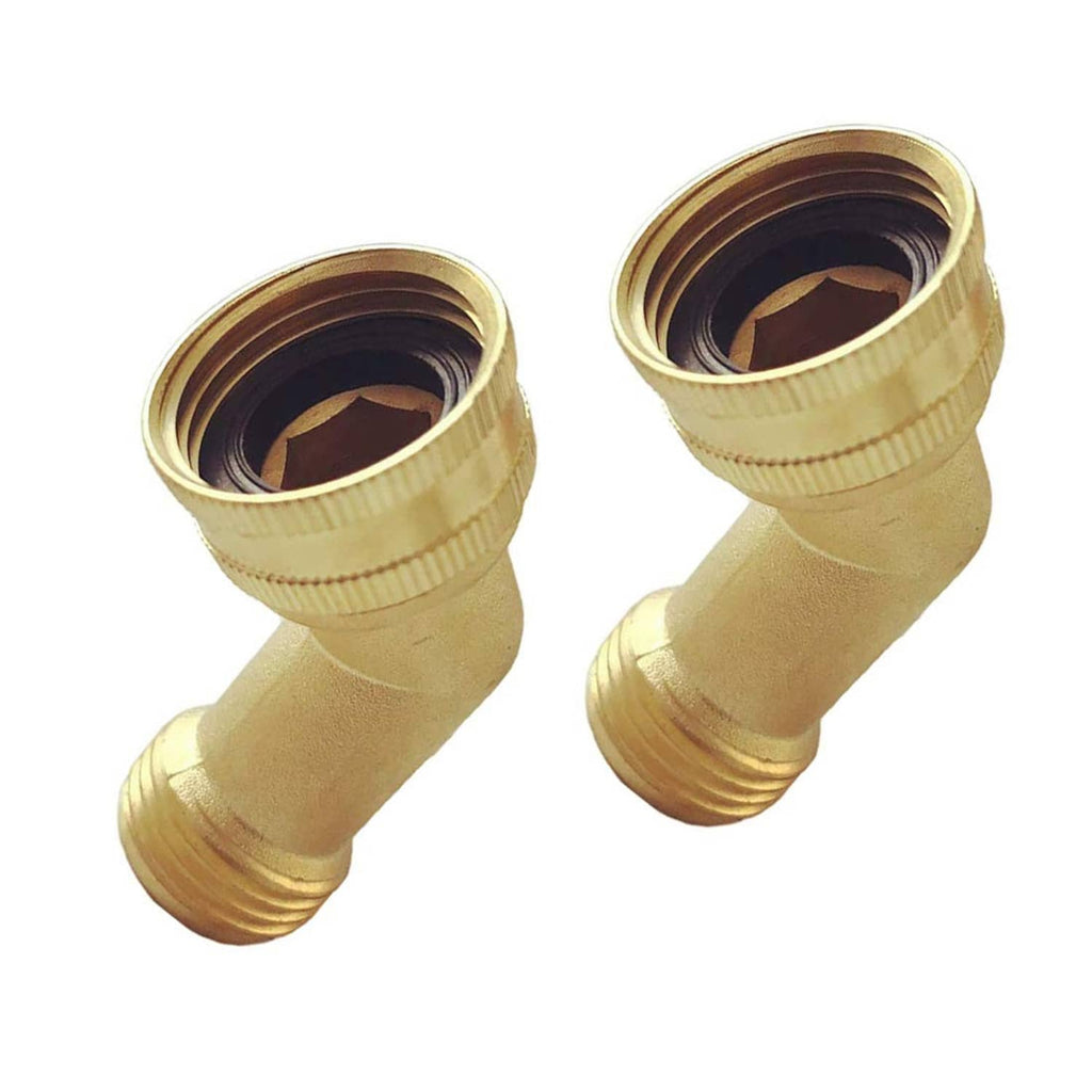 2-pack brass 45-degree garden hose elbow connector adapters