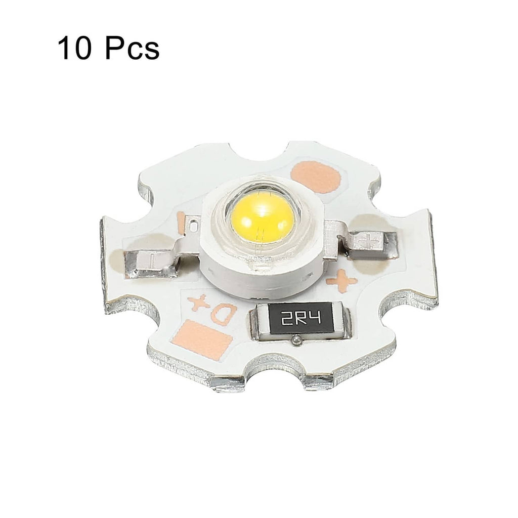 Warm white LED chip bead, yellow lens centered with metal terminals and base
