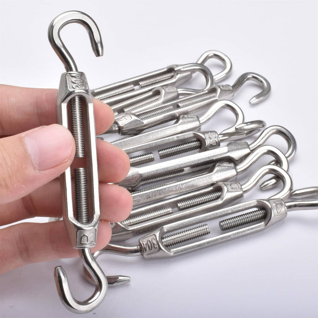 M4 stainless steel 304 turnbuckle with U-hook and threaded adjustment rod, 10-pack