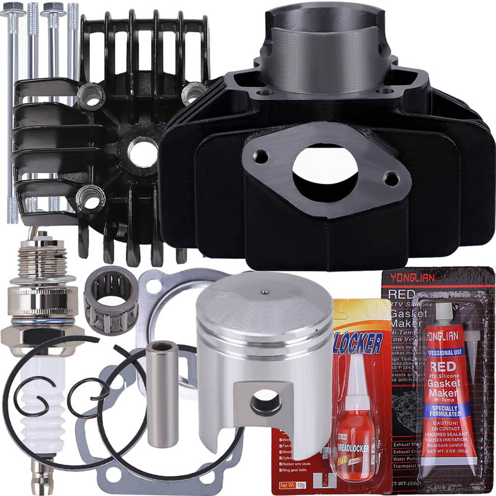 Cylinder top end kit with piston, cylinder, rings, gaskets, and assorted small components
