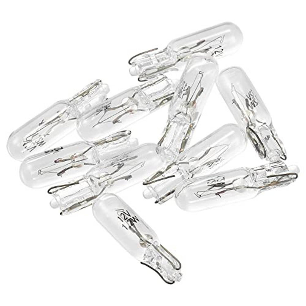 Pack of 10 clear T5 W1.2W LED dashboard bulbs, small wedge base tips