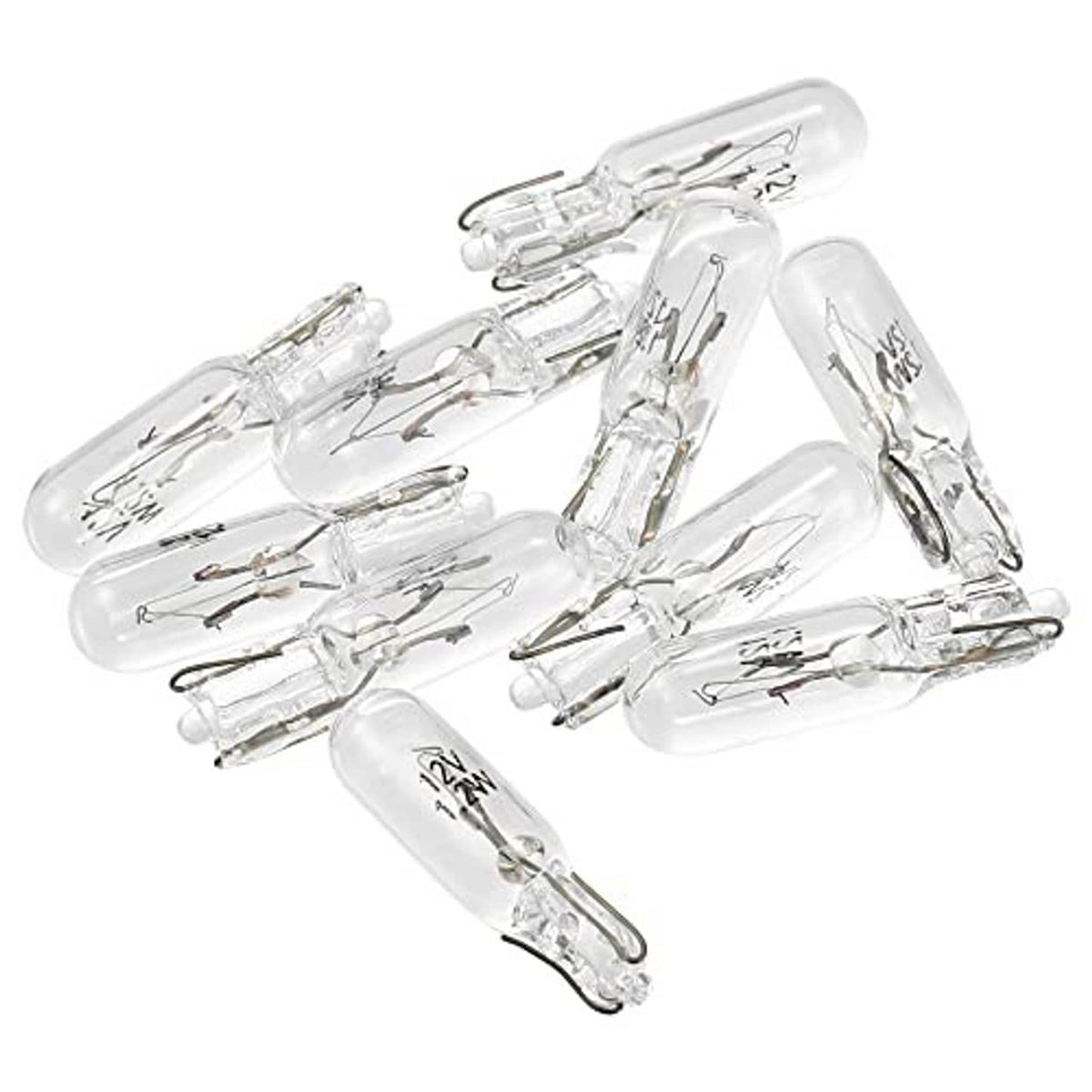 Pack of 10 clear T5 W1.2W LED dashboard bulbs, small wedge base tips