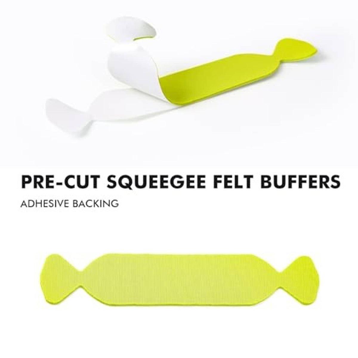 Pre-cut squeegee felt buffer with adhesive backing, neon green felt strip