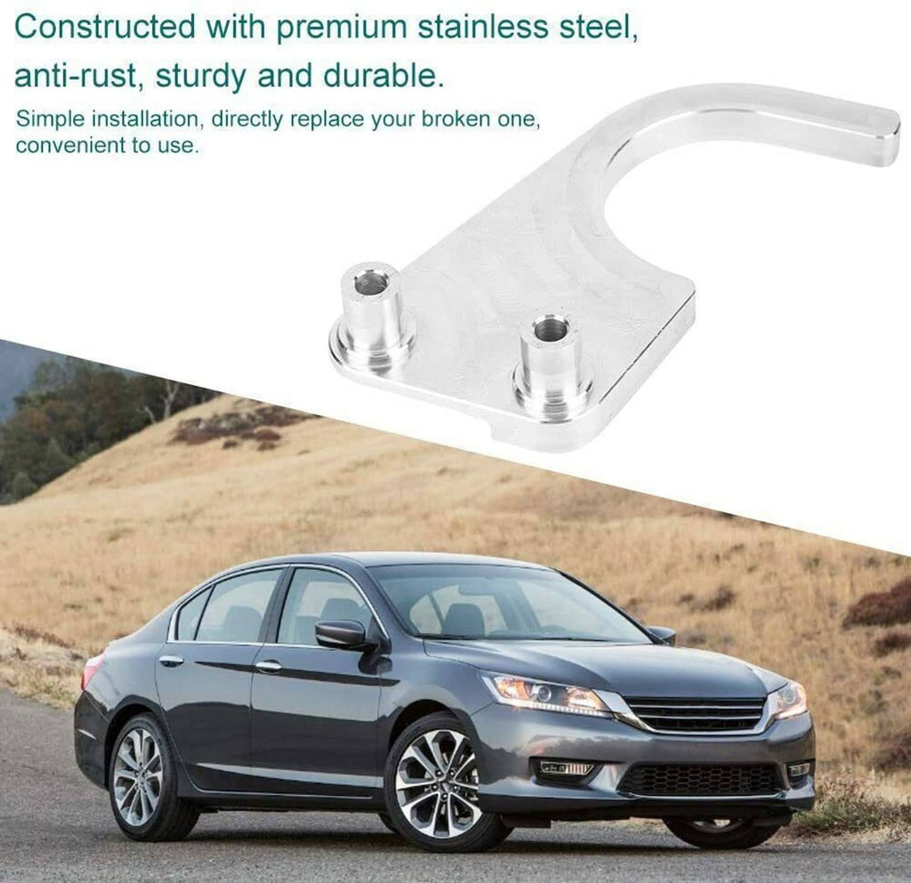 Stainless steel timing chain guide bracket, silver metal, with mounting posts.