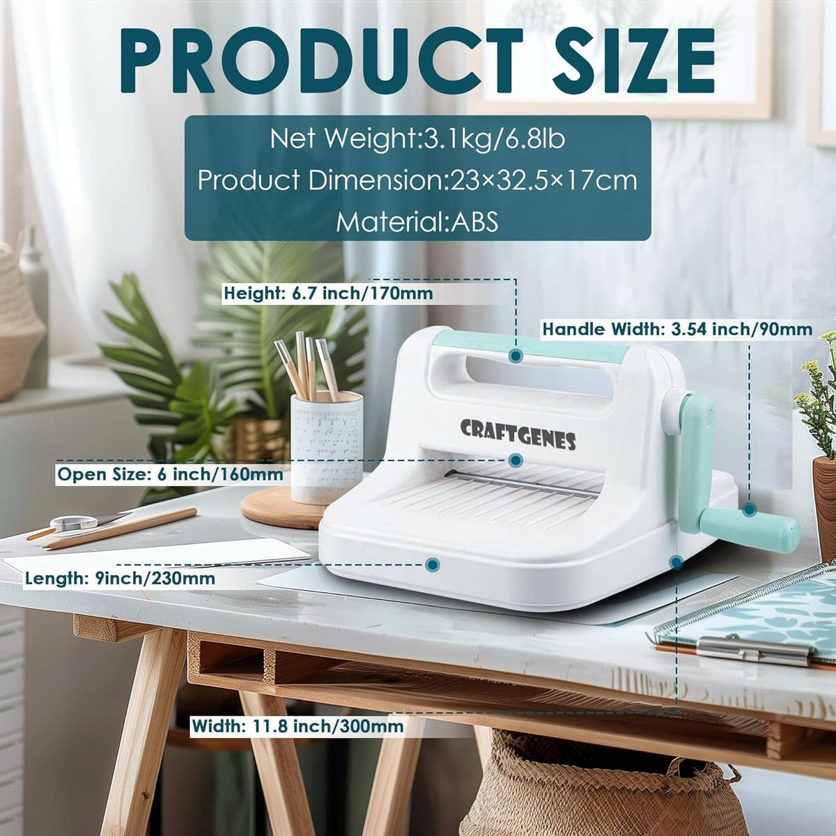 CRAFTGENES die cutting and embossing machine with mint hand lever