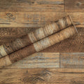 Peel-and-stick shiplap wood wallpaper roll, rustic brown and gray plank texture