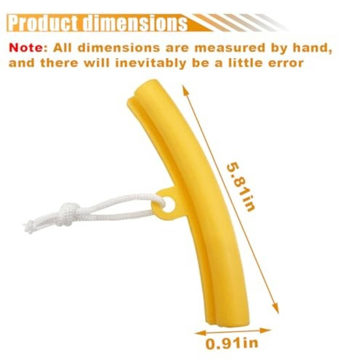 Yellow curved tire rim protector guard with hanging cord for edge protection
