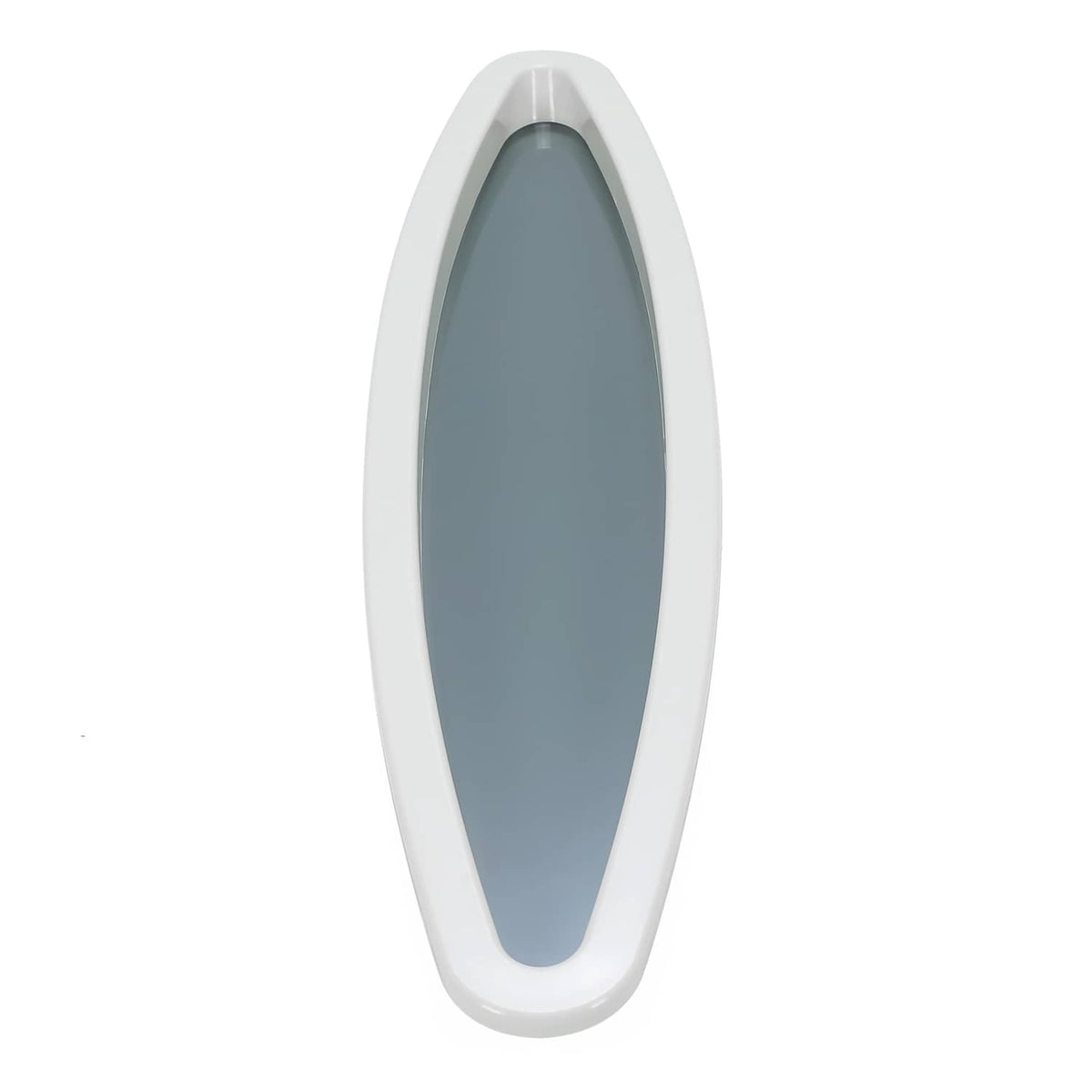 Oval boat window outer ring, side profile in white with tinted glass insert