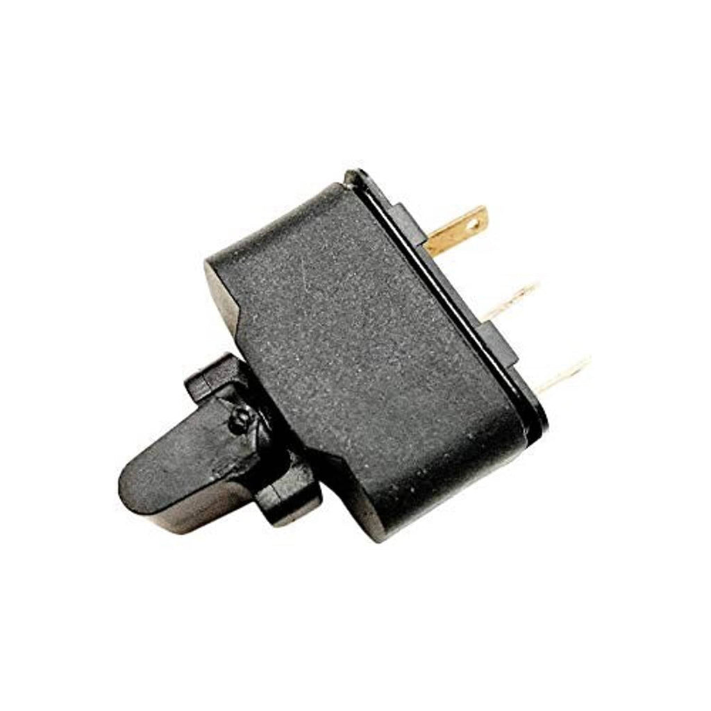 A.A tilt paddle switch, dark body with side lever and two gold-colored wiring prongs