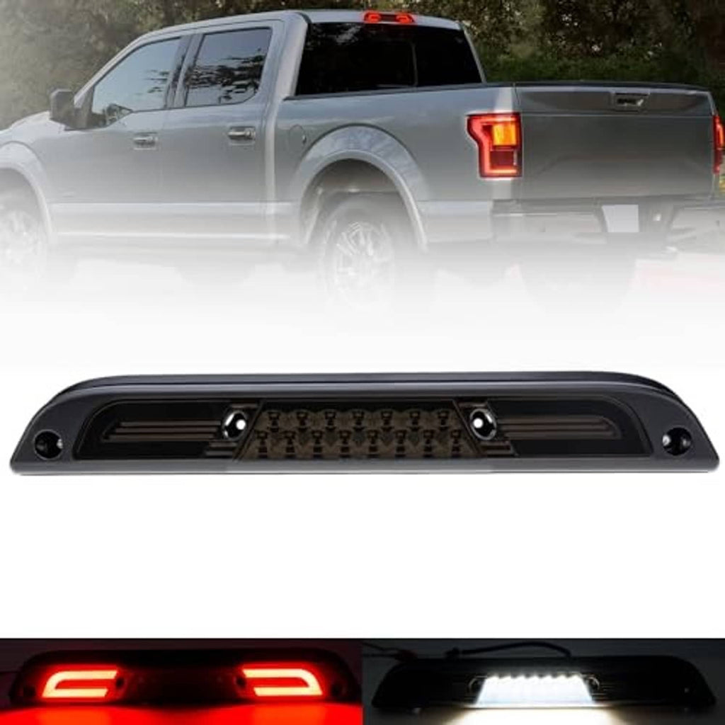 Black LED third brake light assembly with clear lens and LED dot pattern