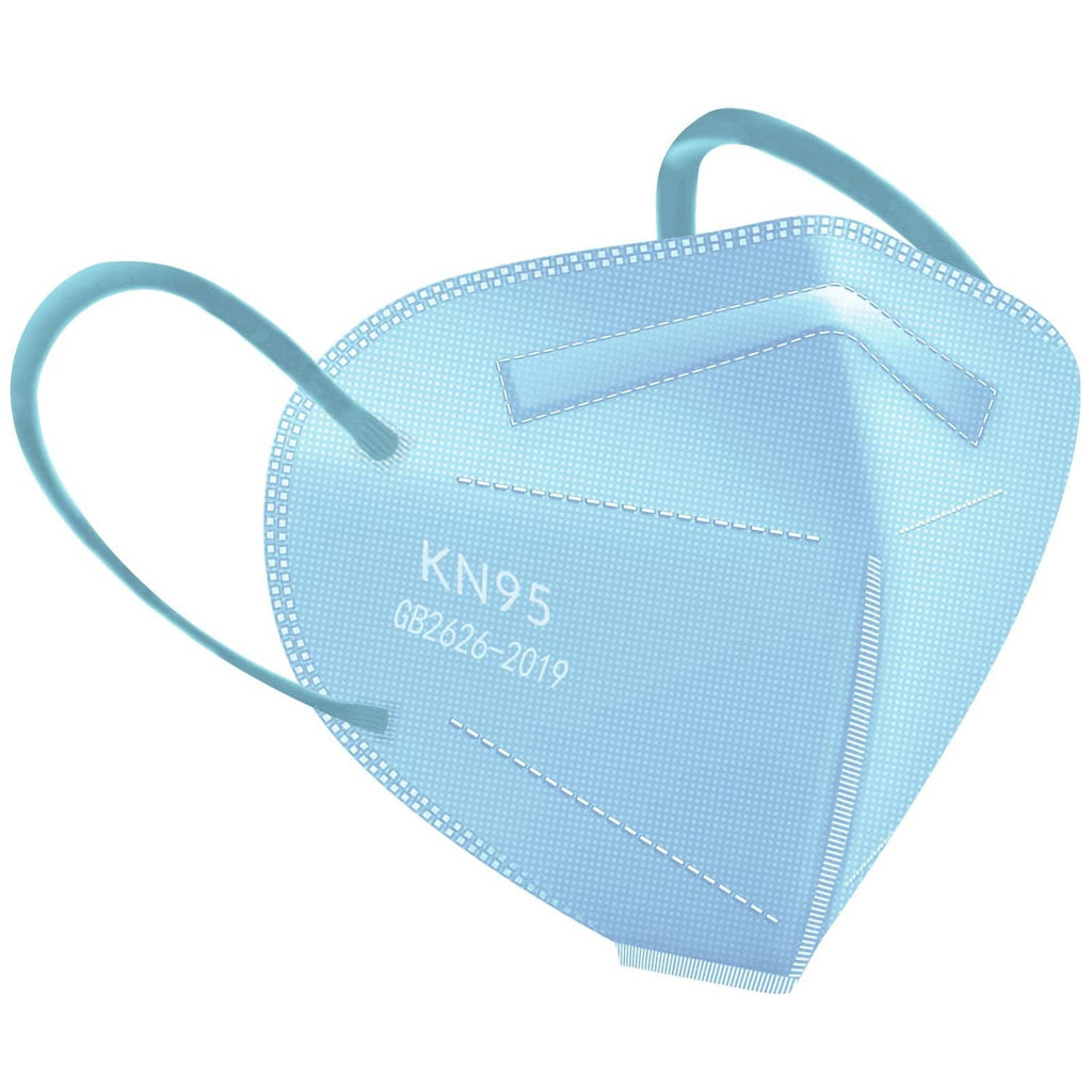 Light blue KN95 disposable face mask with ear loops