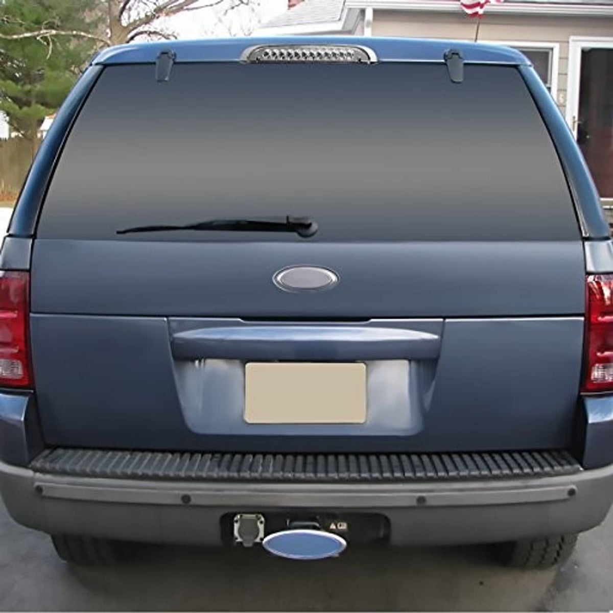 Installed LED third brake light on a vehicle tailgate with chrome center section