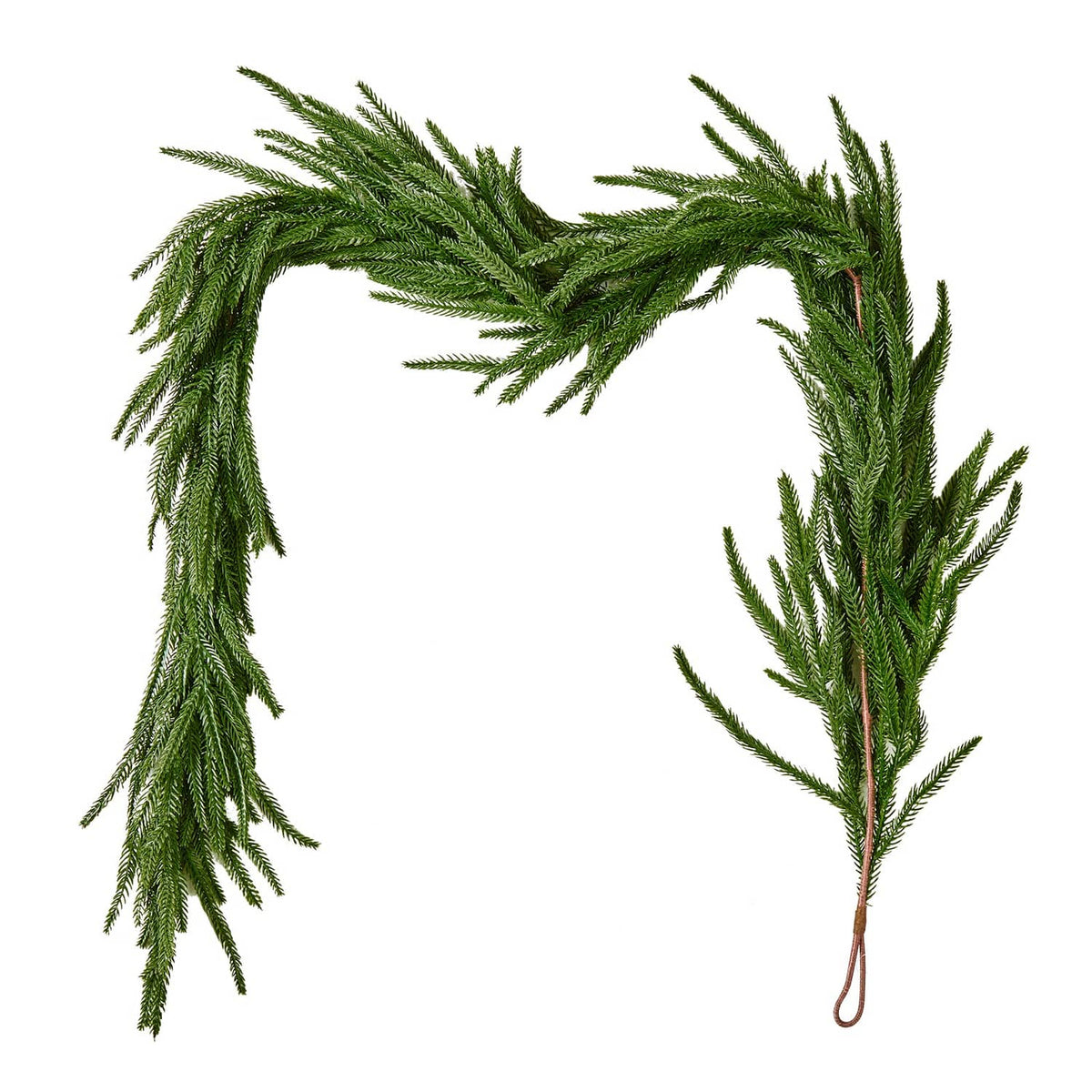 Artificial green pine garland arch with flexible wired stems and needle tips