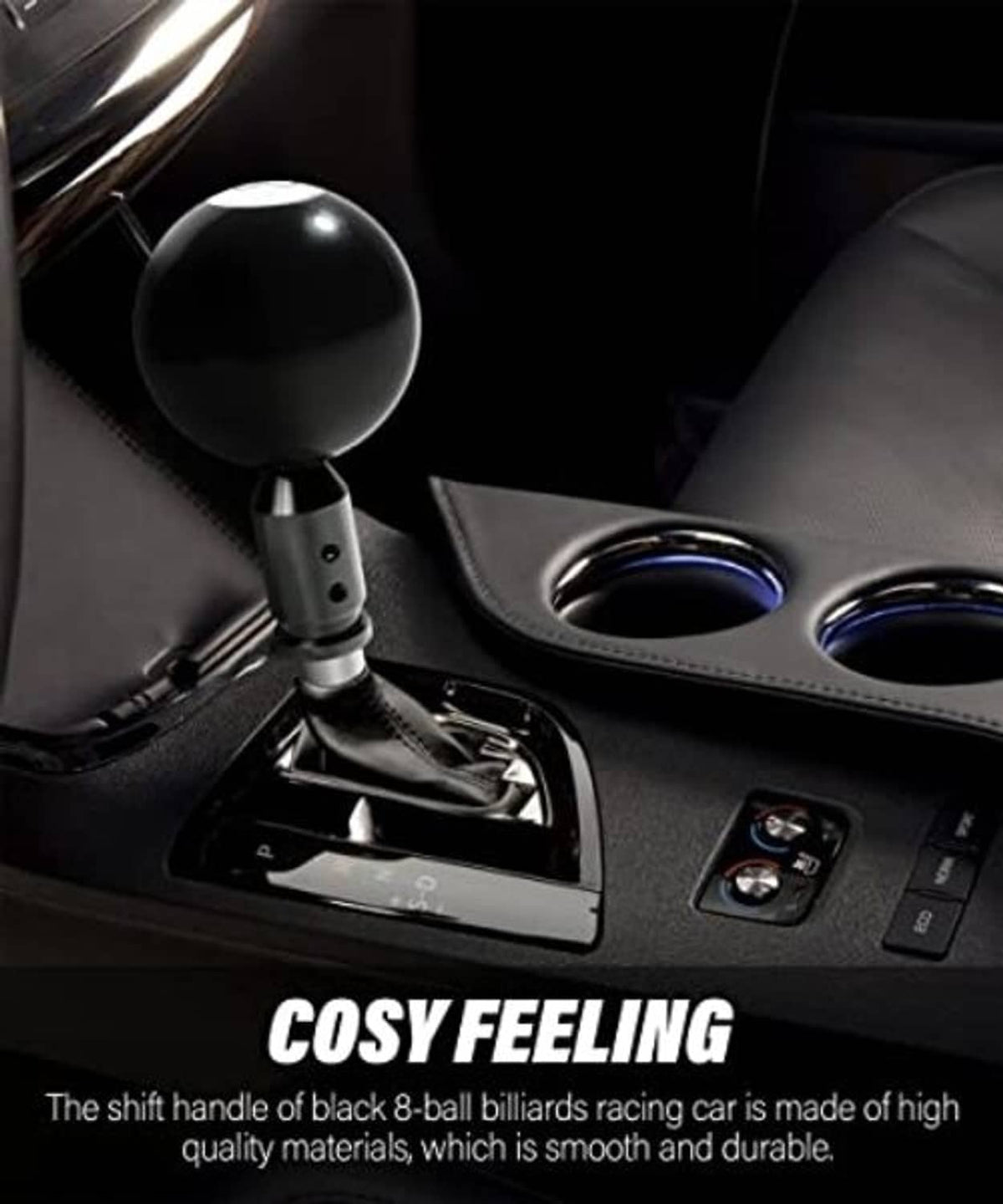 Black gear shift knob adapter with threaded base and surrounding shift boot