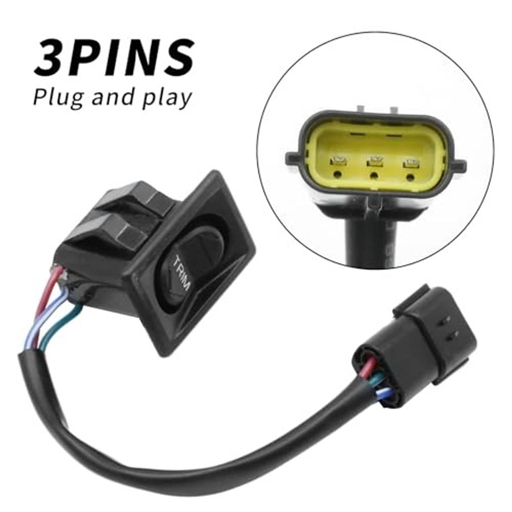 Black trim switch with 3-pin plug and wiring harness