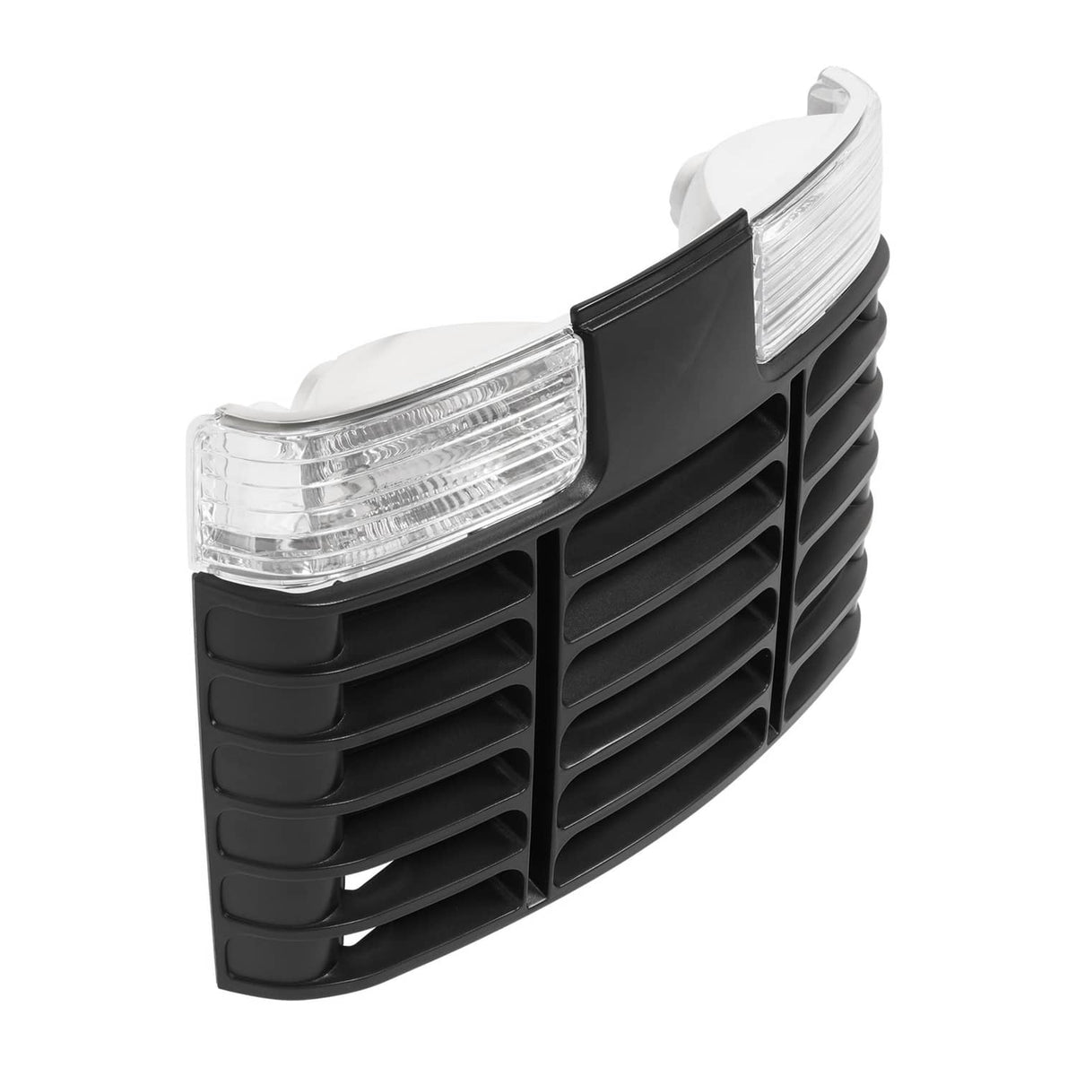 Black ABS grille panel with clear rectangular lamp lenses and side light